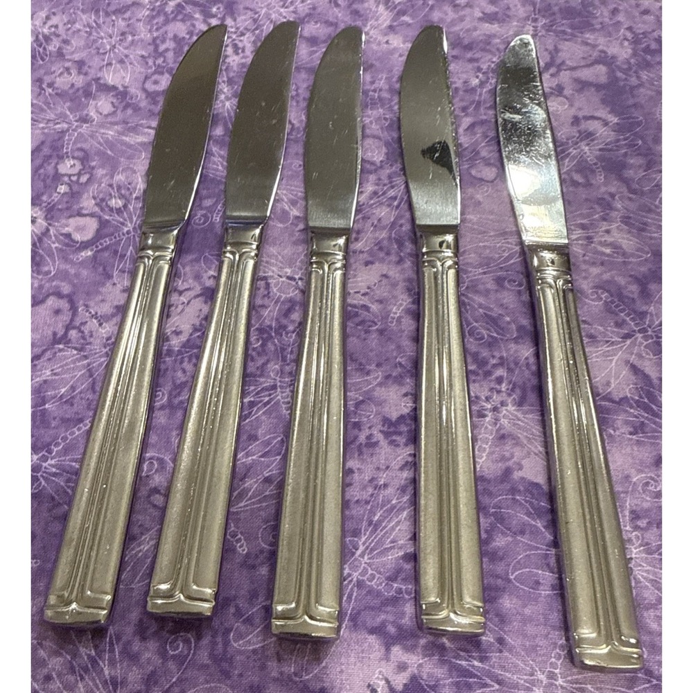 Wallace WAS244 Stainless Steel Flatware Solid Dinner Knife‎ Knives Set Of 5